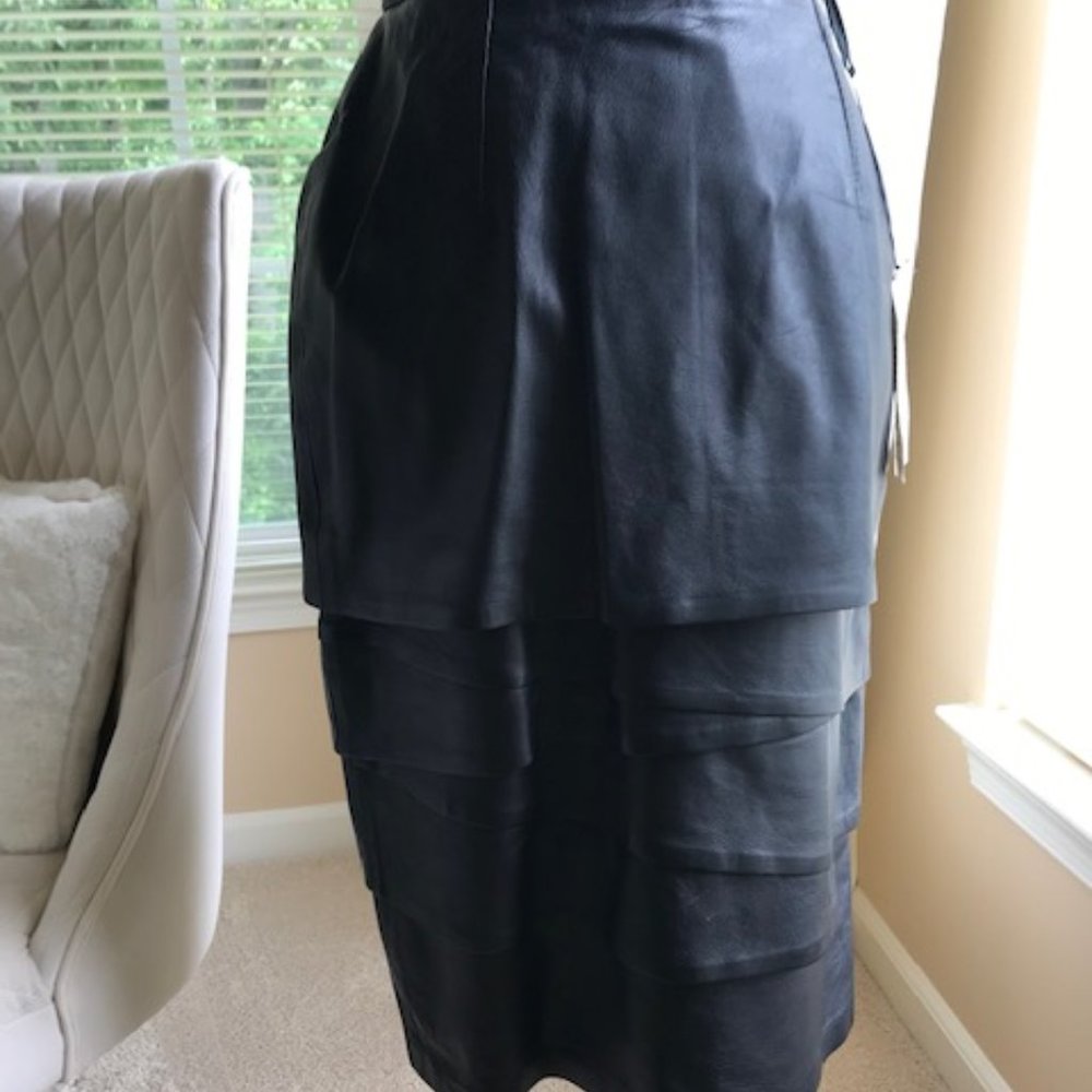 NWT VINTAGE BAGATELLE SIX TIERED LEATHER SKIRT